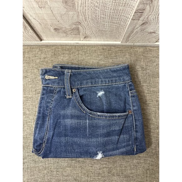 Time And Tru Womens High Rise Distressed Denim Shorts Size 14 With Frayed Hem - Picture 3 of 7